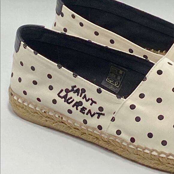 Saint Laurent Signature logo Polka Dot Espadrilles size 39.5 - Picture 5 of 12